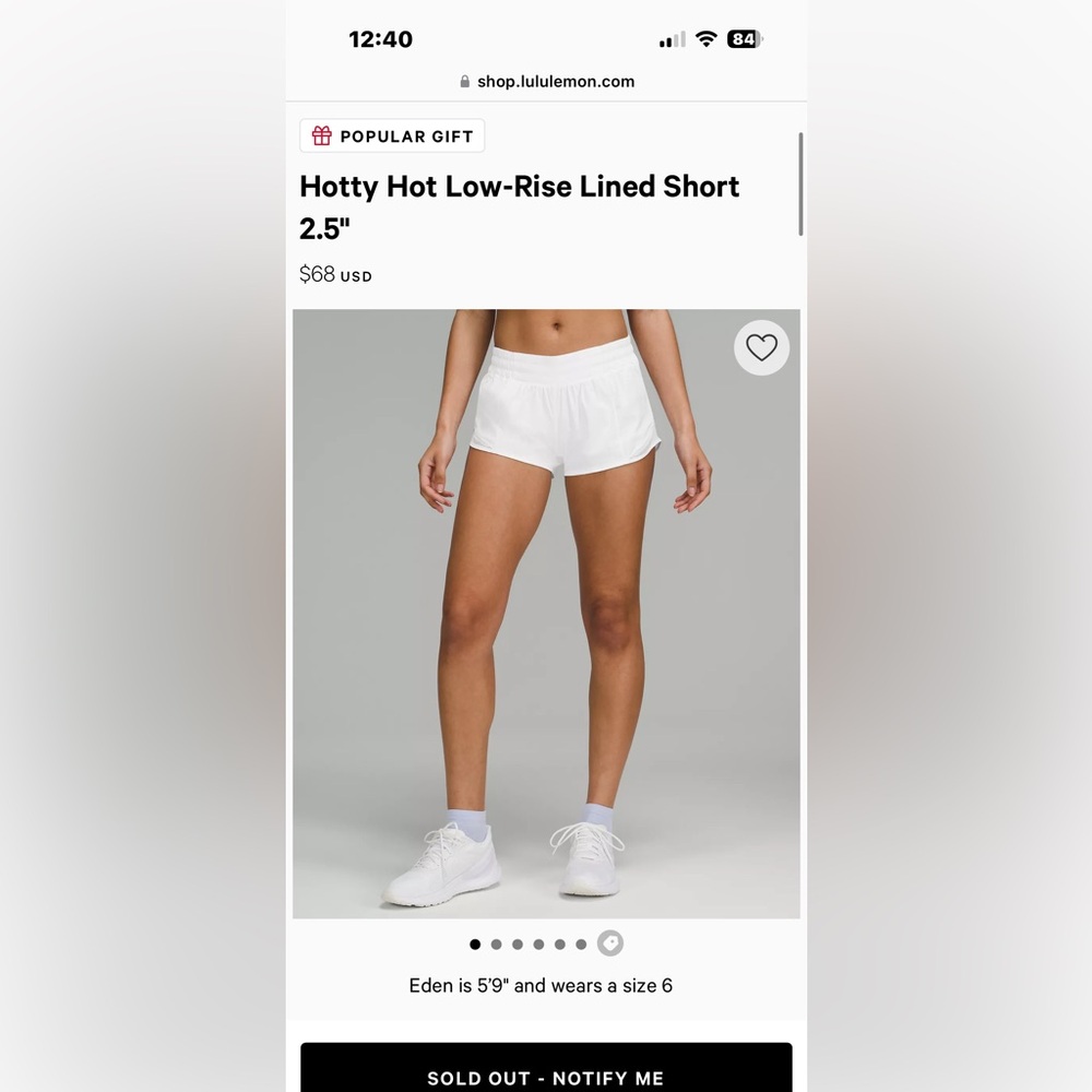 Lululemon hotty hot low rise shorts